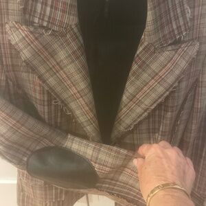 Blazer plaid with patch elbows designer poleci